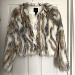 NWT medium multicolored fur jacket, forever 21